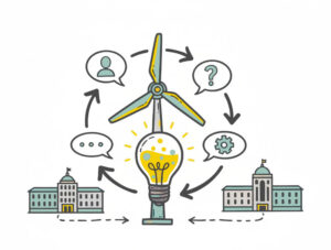 Interdisziplinäre Innovation in der Energieforschung – Design Thinking Prozess als hochschulübergreifende Lehrveranstaltung gemini-2.5-flash-image_Erstelle_mir_eine_Grafik_in_dem_Stil_der_Referenzbilder._Behalte_die_Farben_bei_-1